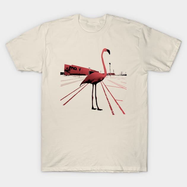 A Flamingo at the mall parking lot T-Shirt by Thelmo